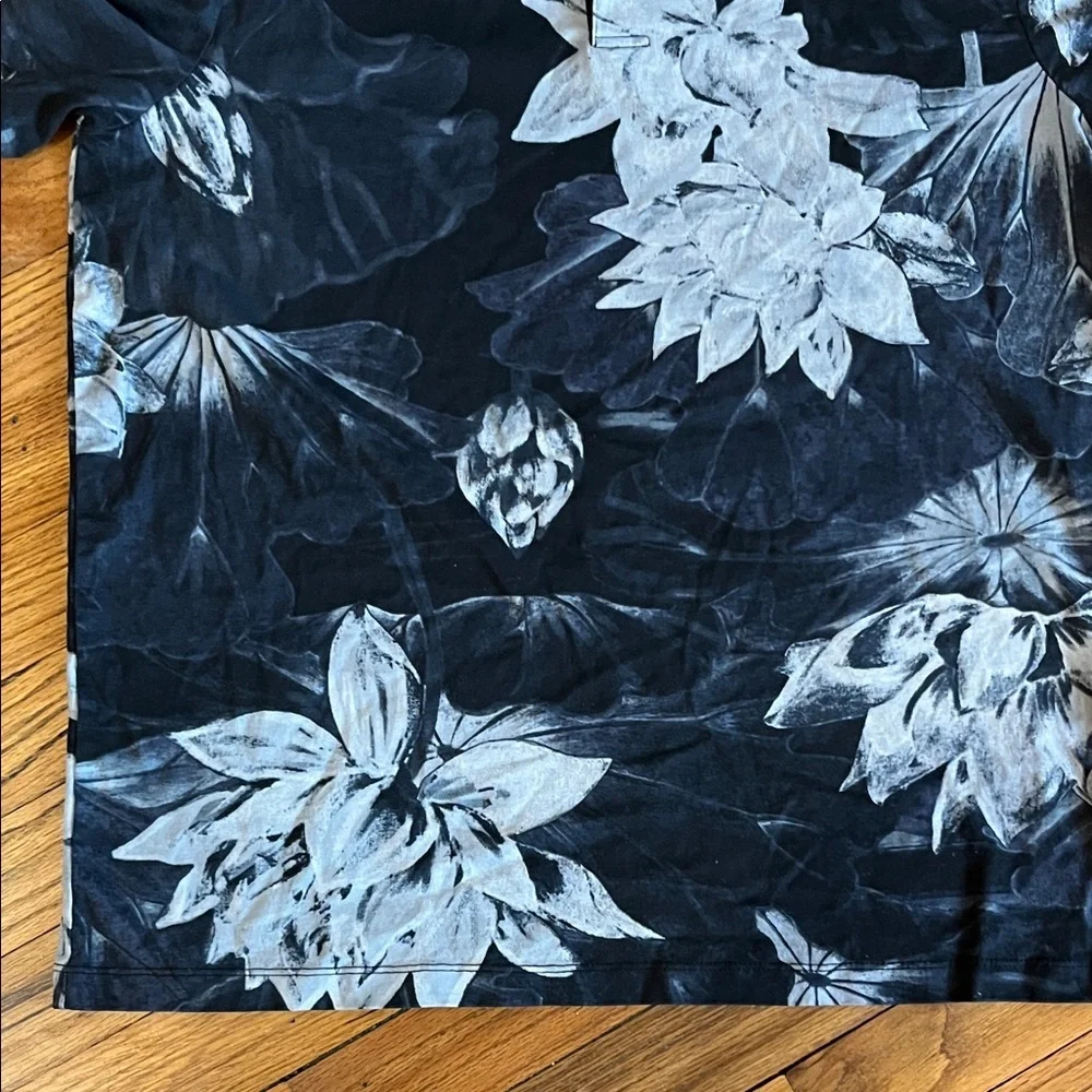 H&M Black Polo with White Floral Print